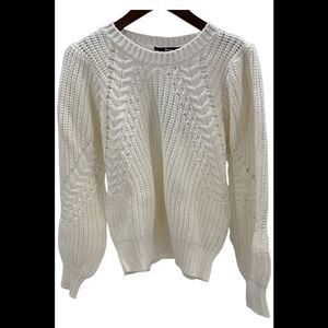 La Joie Women's Novelty Stitch Knit Sweater White - Regular